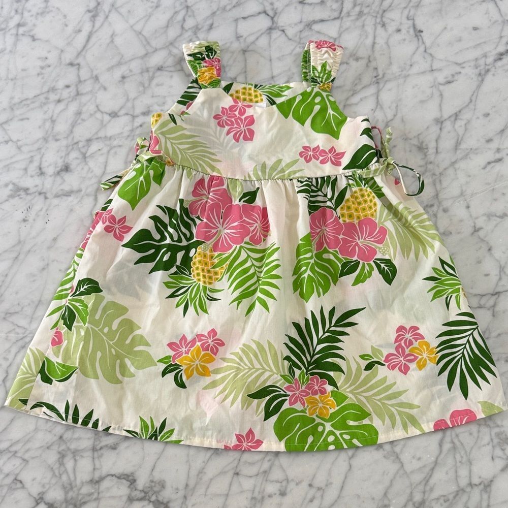 RJC Hawaiian Tropical Floral Kids Dress Sz 2T Green Pink Pineapple NWOT